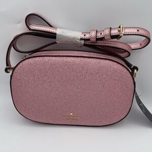 Kate Spade Pink Glimmer Oval Crossbody Camera Bag NWT